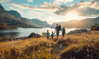 eine Familie im Urlaub in Norwegen