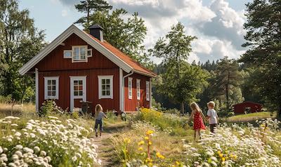 familienurlaub schweden rote holzhäuser sommeridylle