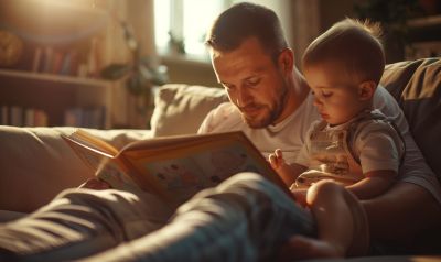 Papa erzählt Kindheitserinnerungen Vorlesen Zuhause